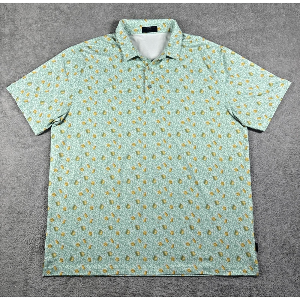 Coast Slipknot Men's Beer Mugs Short Sleeve Performance Golf Polo Green Size XL